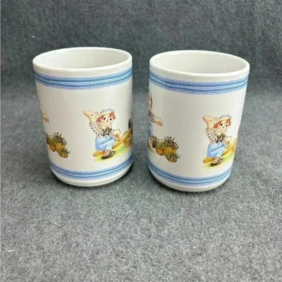 Raggedy Ann and Andy Coffee Cup Houston Harvest Wood Seesaw Wagon Set Of 2 - Picture 3 of 6